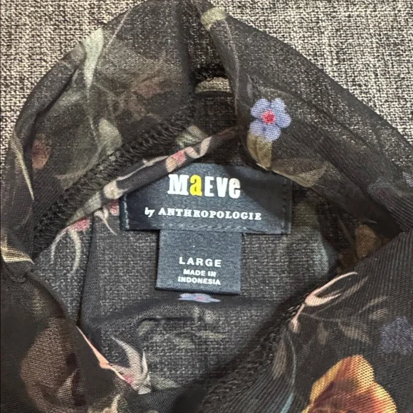 🖤 Maeve by Anthropologie Floral Sheer Mesh Long Sleeve Top | Size L - Picture 7 of 10
